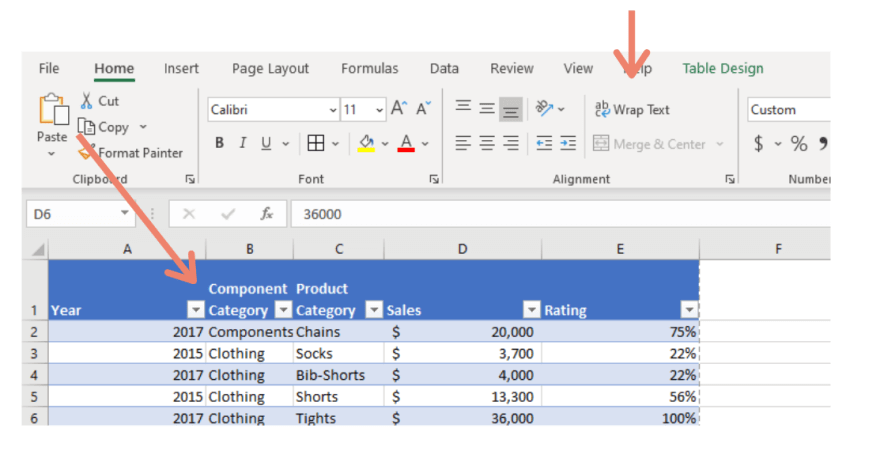 excel wrap text