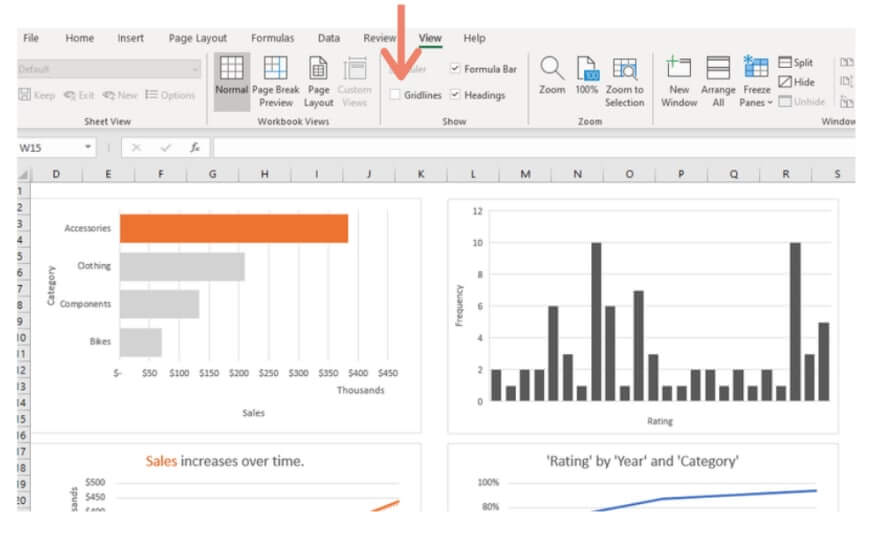 excel remove gridlines